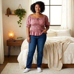 Lauren RL Babydoll Milkmaid Fairy Top Red Paisley Peasant Cottage Y2K Coquette-